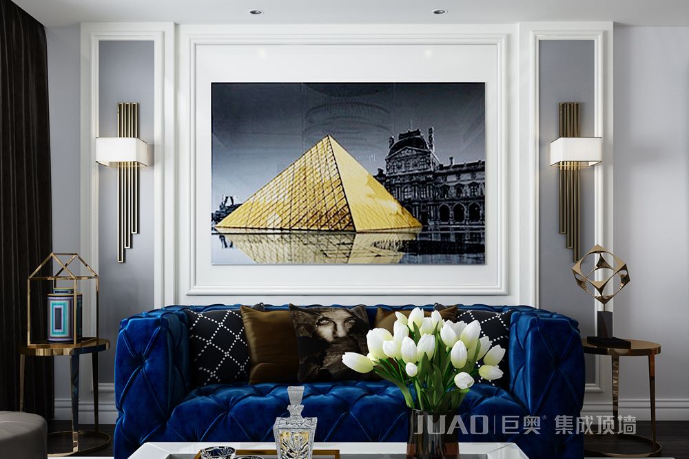 歐式沙發背景2-裝配式整裝定製-丝瓜app集成頂牆